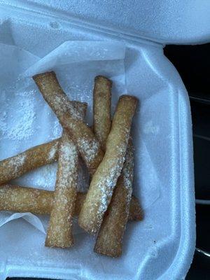 Funnel Fries   I do not know what they put in this batter. But there is a spice kick to it. These are really good!