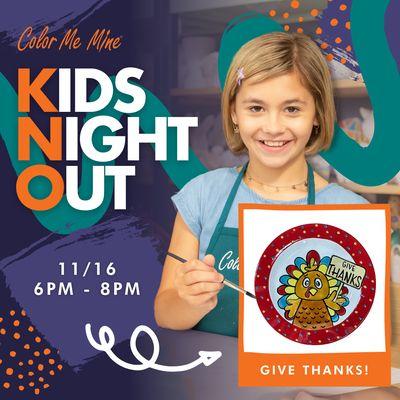 Kids Night Out happens every month at Color Me Mine Upper West Side!