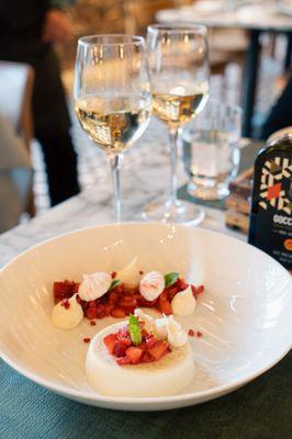 Panna Cotta with Fresh Strawberries and Meringue