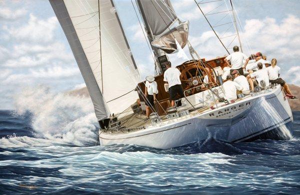 "Ranger at The Bucket" 26x40 Oil on Canvas available at Sheldon Fine Art Newport RI