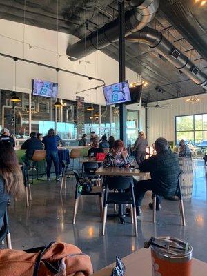 Crowded Sunday afternoon watching the Dolphins game.