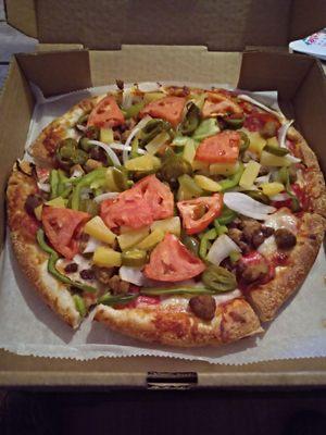 good pizza with fresh inn ingredients and Italian sub