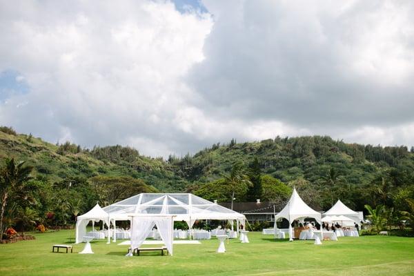 Tent set up at Loulu Palm Estate on the North Shore of Oahu