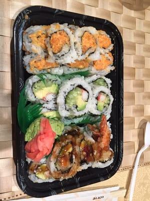 Spicy tuna, California, and shrimp tempura rolls. 8 pieces each!