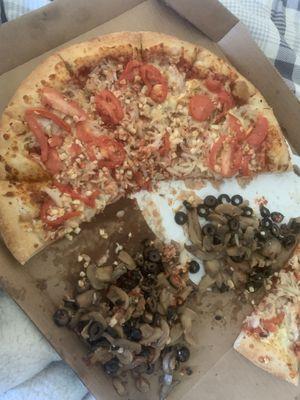 Wrong order again.. left to pick off olives and mushrooms