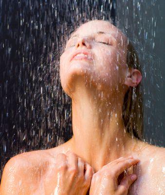 Enjoying the Rain Shower after a relaxing massage