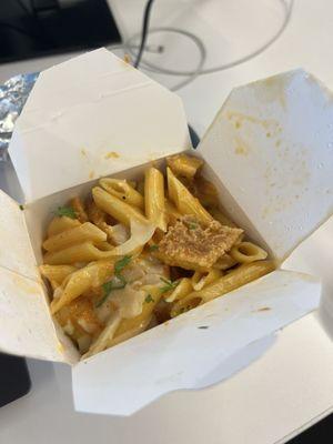 Spicy Penne Vodka with Fried Chicken