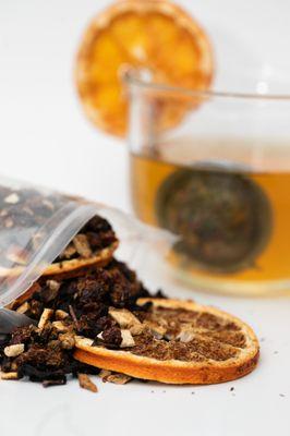 ORANGE U GLAD tisane herbal tea.  Make in-house and packaged, ready for you to take home today!