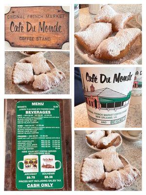 From New Orleans with L(･‿･)VE. Crispy on the outside, fluffy on the inside. Amazingly delicious beignets @ Cafe Du Monde.