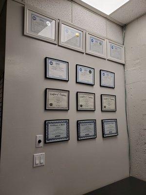 Lots of professional certifications.