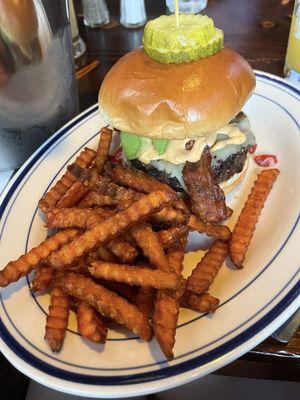 Frisco Burger and Sweet Potato Fries