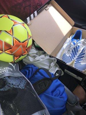 Cleats, Goalie sleeves Gear!