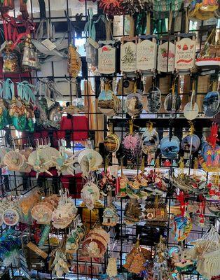 Fort Bragg, Mendocino and Coastal Christmas ornaments. Some Glass, some shells, wood and more