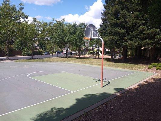 Basketball court with only one hoop