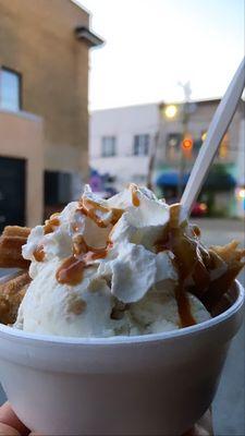 Churro Sundae with Banana Pudding Ice Cream