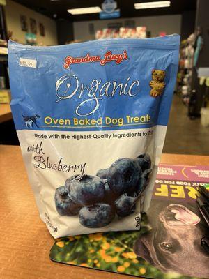 Oven baked blueberry dog treats.