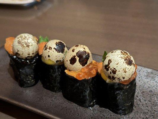 Quail eggs sea urchins