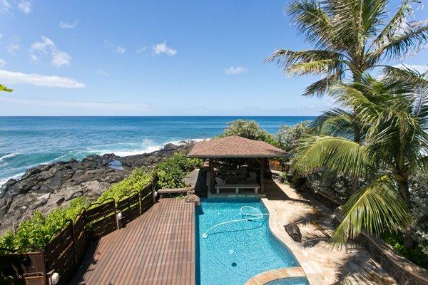 WAIMEA POINT LISTING VIEW OF THE POOL AND GAZEBO FROM UPSTAIRS LANAI