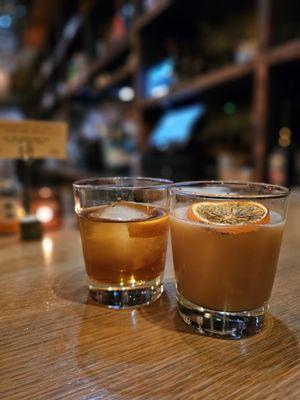 New old fashioned and Lost paradise cocktails