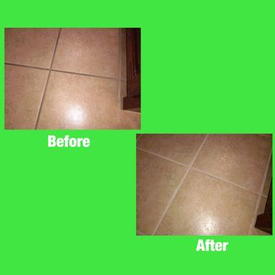 before and after photos for grout line cleaning