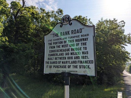 Bank Road Historical Marker, Clear Spring