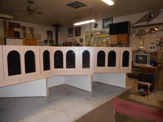 40 year old cabinets for a dentist refaced with new glass & ready for another 40 years of use