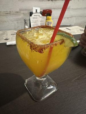 Mango margarita with chamoy & Tajín