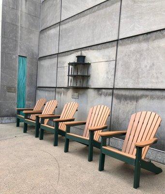 Adirondack chairs added on the canal side of the Indiana State Museum.