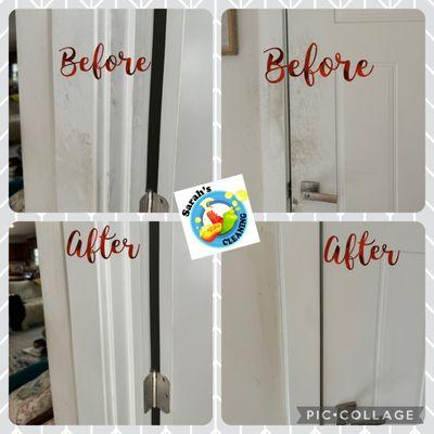 Cleaning doors and you look like a before and after!