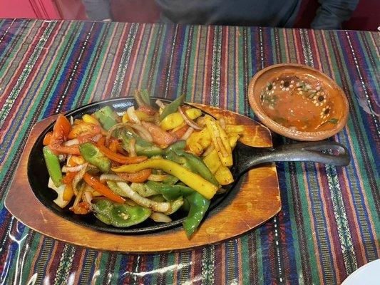 Veggie fajitas with housemade salsa