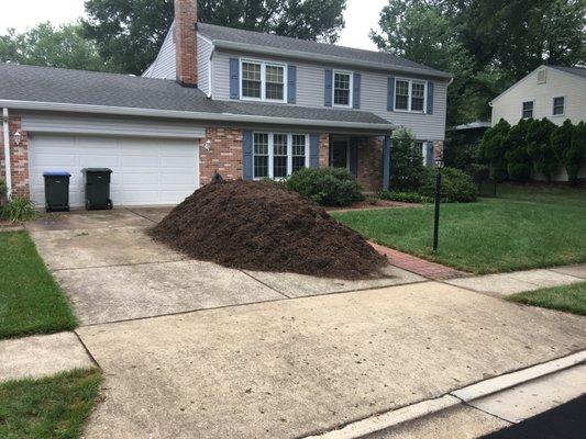 What would 10 yards of wood mulch look like in your driveway?