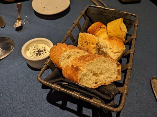 Complimentary bread basket and yummy cornbread