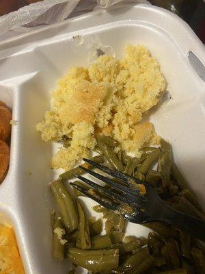 String beans and corn bread