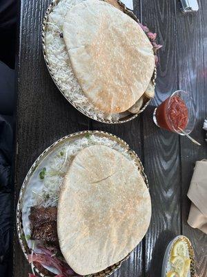 Plates served with pita