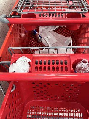 Shopping carts full of trash