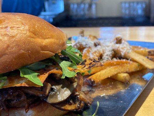 Boomer burger and truffle fries