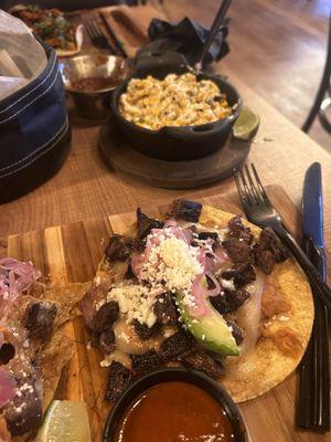 Steak Volcanoe and Esquites