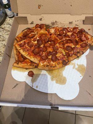 Supposed to be a pepperoni. $32 and got a delivered mess in a box