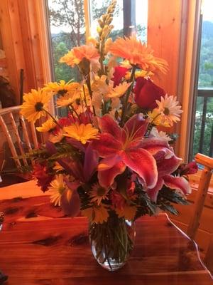 Cut flower arrangement for a week's stay in Gatlinburg!!!