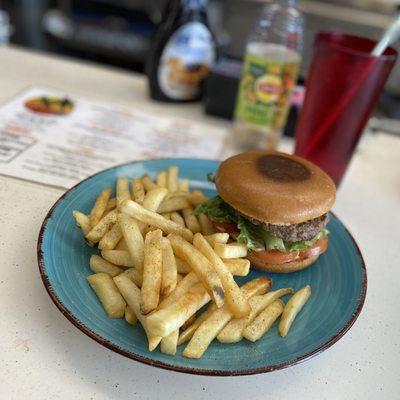 Bacon Cheese Burger Special comes with fries and drink.