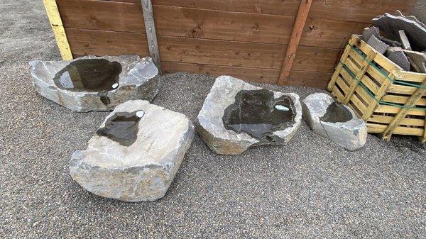 Natural basalt birdbaths pt.1