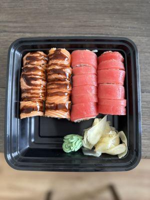 Tuna, salmon, sushi rolls