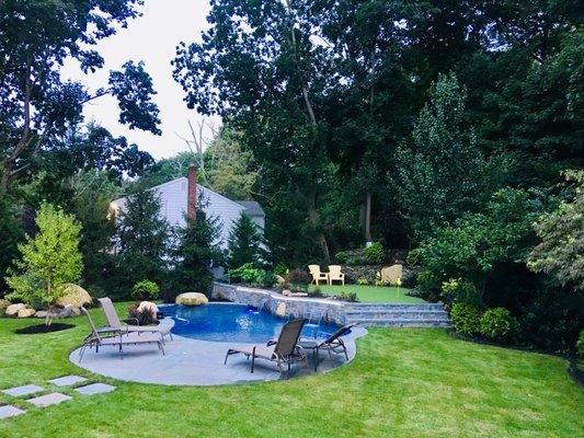 Beautiful backyard fully completed by Swim Clean Inc.