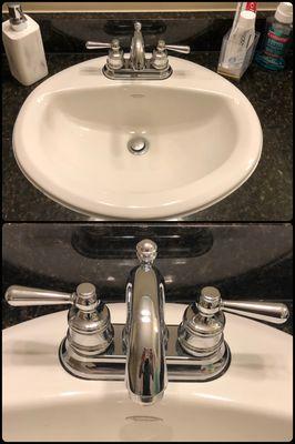 Swept Basic (Cleaned the sink and polished the chrome faucet)