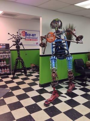 Crazy metal art sculptures in the waiting area