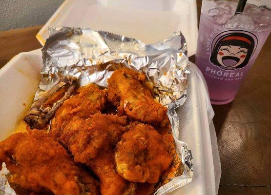 Butter Sriracha Wings & Purple Limeade