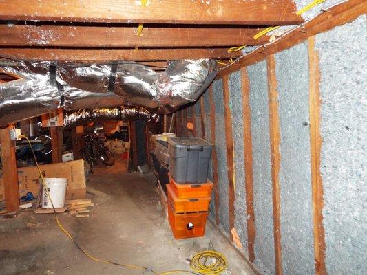 Crawlspace wall insulation and new ductwork. Oakland.