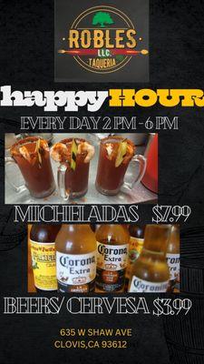 Happy Hours Micheladas and beers