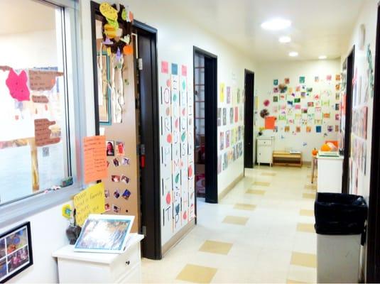 Hallway leading to the three classrooms