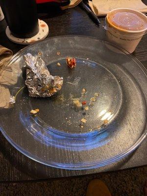 My empty plate because I ate my Build Your Own Piada too fast!